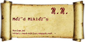 Mód Miklós névjegykártya